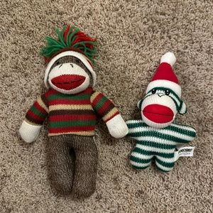 Set of 2 - Holiday sock monkeys